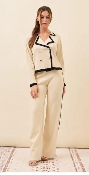 Knit Double Breasted Jacket and Pant Set Black Size L thumbnail 1