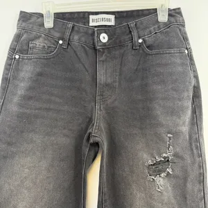 Disclosure NYC Leopard Patch Wide Leg Jeans 9/29 Black Y2K Distressed Baggy thumbnail 5