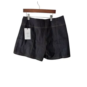 Unique Vintage Denim Shorts High Waist Stretch Black‎ w/ Pockets Size L thumbnail 7