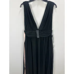 Lulus Heavenly Hues Black Maxi Dress Long Chiffon Bridesmaid Formal L NWT thumbnail 6