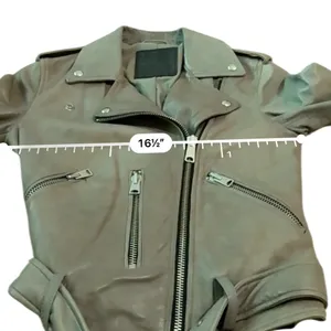 AllSaints Balfern Leather Biker‎ Jacket Women's Size 0 Taupe Moto Fall Edgy thumbnail 16