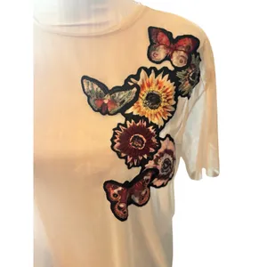 Zara Floral Butterfly Embroidered Sheer Top Size S thumbnail 2