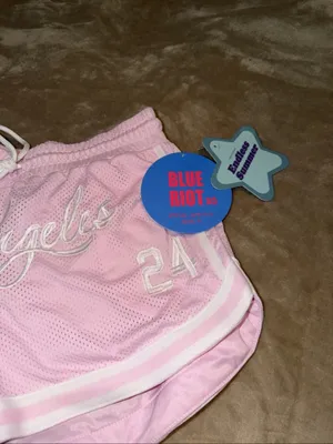 pastel pink mesh athletic shorts from Blue Riot XO. thumbnail 2