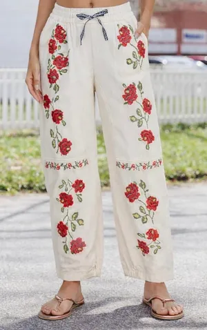 Kedera Mid Rise Barrel Jeans for Women Embroidered Wide Leg Denim Pants Boyfriend Baggy Jeans with Pockets thumbnail 1