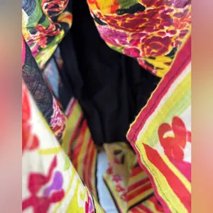 Beautiful Whimseygoth Festival Black Floral Scarf Hem Maxi Dress w Yellow n Red thumbnail 3