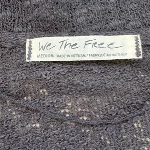 NWT Free People We The Free Slub Knit V-Neck Top M‎ Black Boho OB1075901 Grunge thumbnail 6