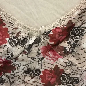 Almost Famous Sheer Floral Graphic Mesh Going Out Top Y2K Boho Size L thumbnail 6