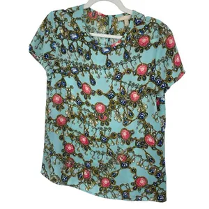 Banana Republic Multicolored Jewel Print Short Sleeve size Medium thumbnail 2