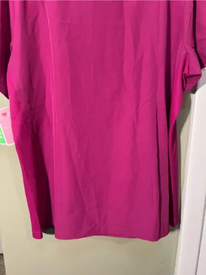Just Scrubs Womens Sz XL 18-20 Short Sleeve Scrub Top Magenta Pink V-Neck Pocket thumbnail 7