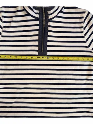 L.L. Bean Navy and White Striped Half-Zip Pullover thumbnail 4