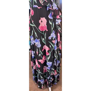Lulus Black Floral Ruffle Maxi Dress Spaghetti Strap Flowy Women's Size M‎ thumbnail 3