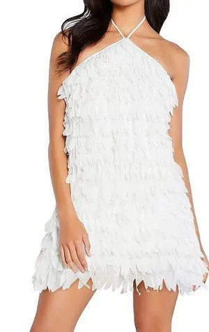 Aidan Mattox White Fringe Mini Dress thumbnail 1