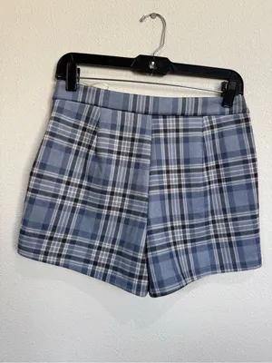 IRIS Size S Blue Plaid Wrap Mini Skort Y2K 90s Preppy Academia Clueless Grunge thumbnail 4