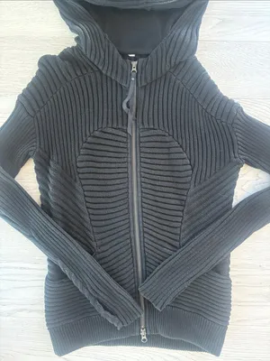 Lululemon Embrace Black Knit Scuba Hoodie Size 8 thumbnail 1