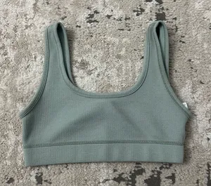 Aritzia TNA Green Waffle Bra Top Size Small thumbnail 1