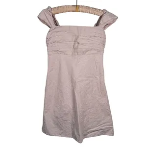Abercrombie Linen Emerson Mini Dress Medium Tall Beige Preppy Coastal Resort thumbnail 3