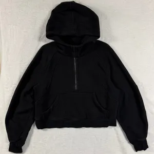Lululemon M/L Scuba Oversized 1/2 Zip Black Hoodie Cropped Pullover Athleisure thumbnail 3