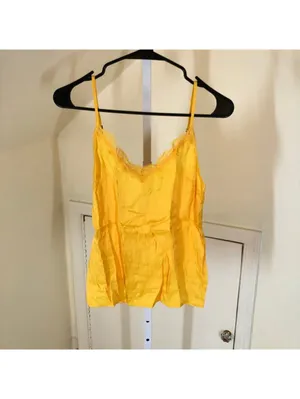 Anthropologie Floreat NWT Women's Yellow Lace Cami Top Size XS thumbnail 2