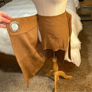 EXPRESS | Camel Faux Suede High Waisted Pencil Wrap Tie Side Grommet Ring Skirt thumbnail 5