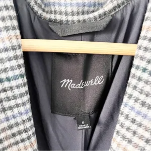 Madewell Dorset Tiarnan Glen Plaid Gray White Oversized Chic Blazer Jacket thumbnail 3