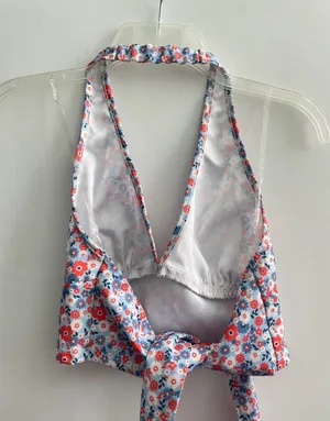 Vestique Floral Halter Top Blue Size M thumbnail 2