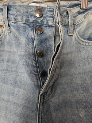 O pistola Distressed Faded Light Blue Denim Jeans Button Fly Sz 28 thumbnail 3