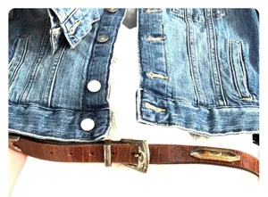 Brighton Vintage cowboy belt . Croc embossed Leather & silver M. thumbnail 2