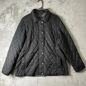 L.L.Bean Women’s Quilted Riding Jacket Black Plaid Lined XL Equestrian Classic thumbnail 1