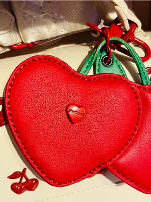 🍒👜BETSEY JOHNSON Cherry Top Handle Crossbody with Cherry Charm Chalk (Cream) Red thumbnail 7