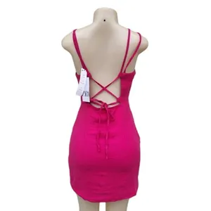ZARA pink linen mini dress NWT M thumbnail 4