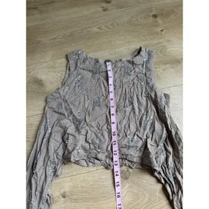 Y2K Vintage MAX tank crop top asymmetrical handkerchief-style hem sequin size XS thumbnail 4