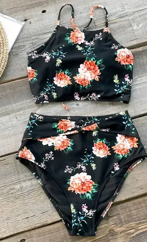 Cupshe Orange Blossom High-waisted Bikini summer vacation beach poolside size XL thumbnail 1