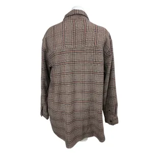 Abercrombie & Fitch Brown Plaid Long Sleeve Button Down Shirt Shaket Jacket Sz L thumbnail 2