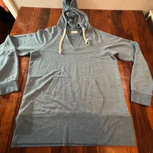 Thread & Supply Womens Blue Fusion Heather V-Neck Hoodie Sweatshirt Medium T2034 thumbnail 1