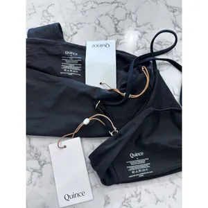 NWT Quince Black Knot Tie Bikini Top & High Rise High Leg Bottom Set Size Medium thumbnail 3