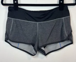 Lululemon 3" Speed Up Shorts Heathered Black / Black / Lakeside Blue Pocket Sz 4 thumbnail 1