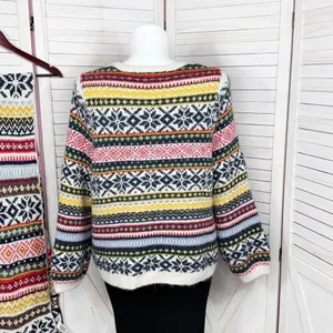 Old Navy Fair Isle Chunky Knit Sweater & Scarf White Multicolor‎ XXL thumbnail 7