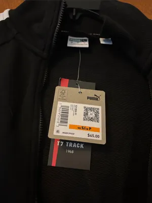 Puma Black Junior Small Jacket with White Shoulder & Sleeve Stripes thumbnail 4