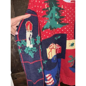 VTG Dean's of Scotland Patchwork Sweater Medium Ugly Christmas‎ Heavy Knit thumbnail 4