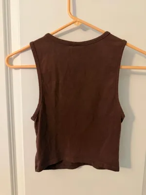 H&M Divided Brown Tennis Graphic Crop Tank Top, Sz XS thumbnail 2