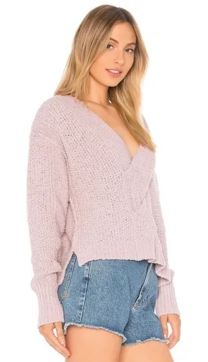 Free People Purple Coco V Neck Knit Sweater thumbnail 1