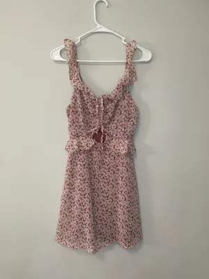 NWOT Lulus Mauve Pink Floral Print Ruffled Skater Dress thumbnail 5