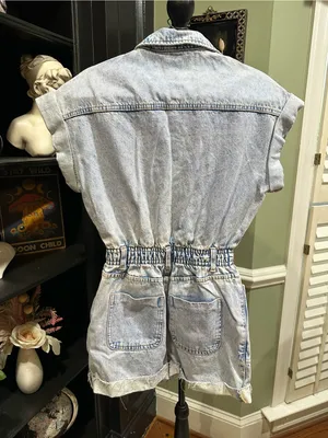 ZARA Light Blue Acid‑Wash Denim Romper – Size XS (Fits Small) thumbnail 9