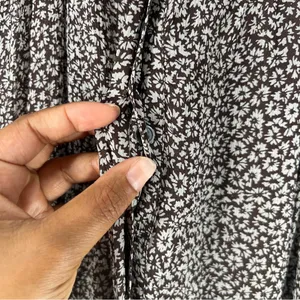 Joie‎ Sheer Silk Floral Button Front Tie Waist Dolman Puff Sleeve Midi Dress S thumbnail 7