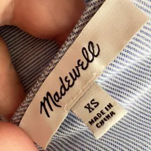Madewell Pinstripe Dress Short Sleeves XSMALL blue white nautical coastal thumbnail 11