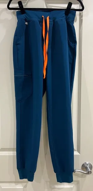 FIGS Technical Collection Zamora Jogger Scrub Pants – Navy/Orange – Size Small thumbnail 1