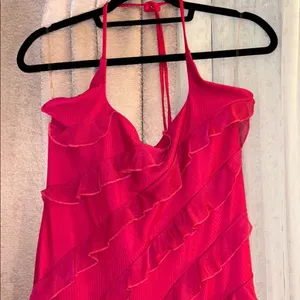 NWT Oh Polly Size 12 Elegant Red Ruffle Dress thumbnail 2