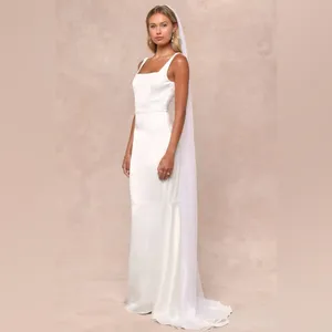 LULU’S Luxe Loveliness White Satin Backless Mermaid Maxi Dress thumbnail 3