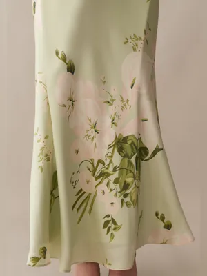 NWT o.p.t Mazzy Silk Dress size Large L Few Moda Mint Blossom Green floral maxi thumbnail 4