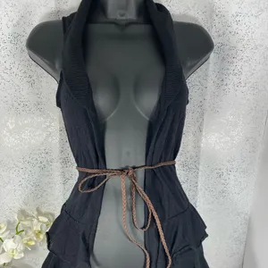 Belle du Jour Black Sweater Vest with Rope Belt thumbnail 3